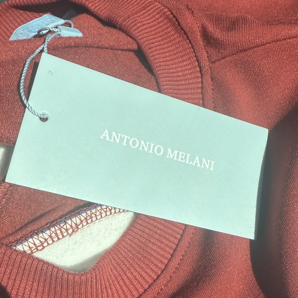 ANTONIO MELANI Red Dress with Blue and Cream Accents - Picture 6 of 6